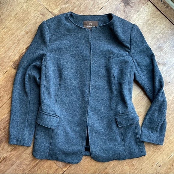 Melanie Lyne Grey Collarless Belted Blazer - Picture 7 of 14